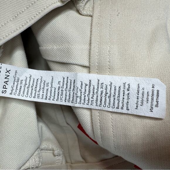 Spanx Stretch Twill Cropped Wide Leg Cargo Pants in Ivory White W1735 Sz M - Picture 7 of 8